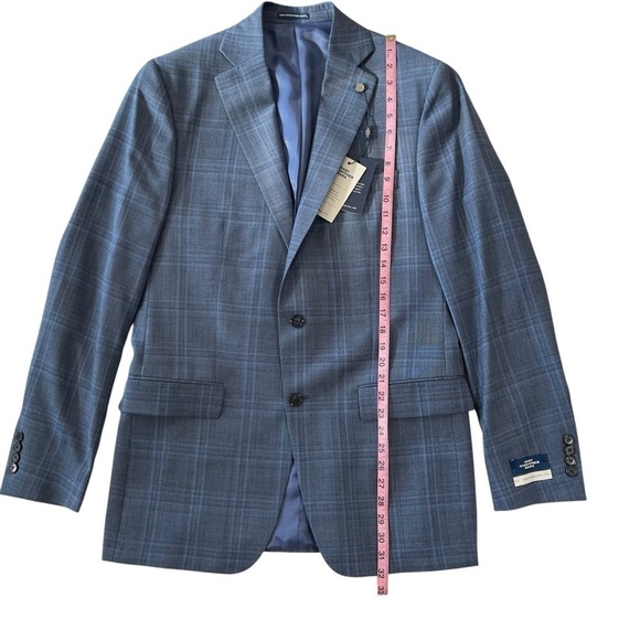 Hart Schaffner Marx 2 Piece Suit Mens 40L 34W Blue Wool Plaid Chicago Fit  $795 - Picture 9 of 16